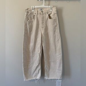 Citizens Of Humanity Cream Wide-Leg Cropped Jeans